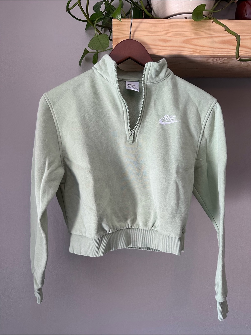 Nike Women's Light Green Quarter-Zip Sweatshirt